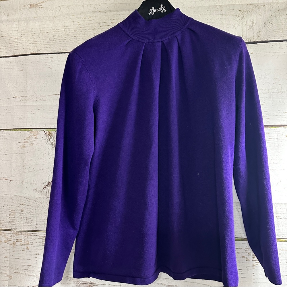 INVESTMENTS ll Sweater Womens 2X Purple Rouched Gathered Mock Neck